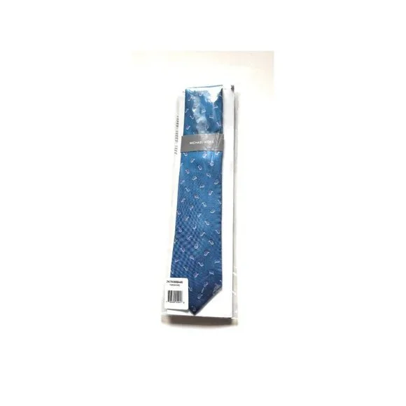 NWT MK Michael Kors Men's Long Slim Slender Tie 100% Silk Turquoise One Size